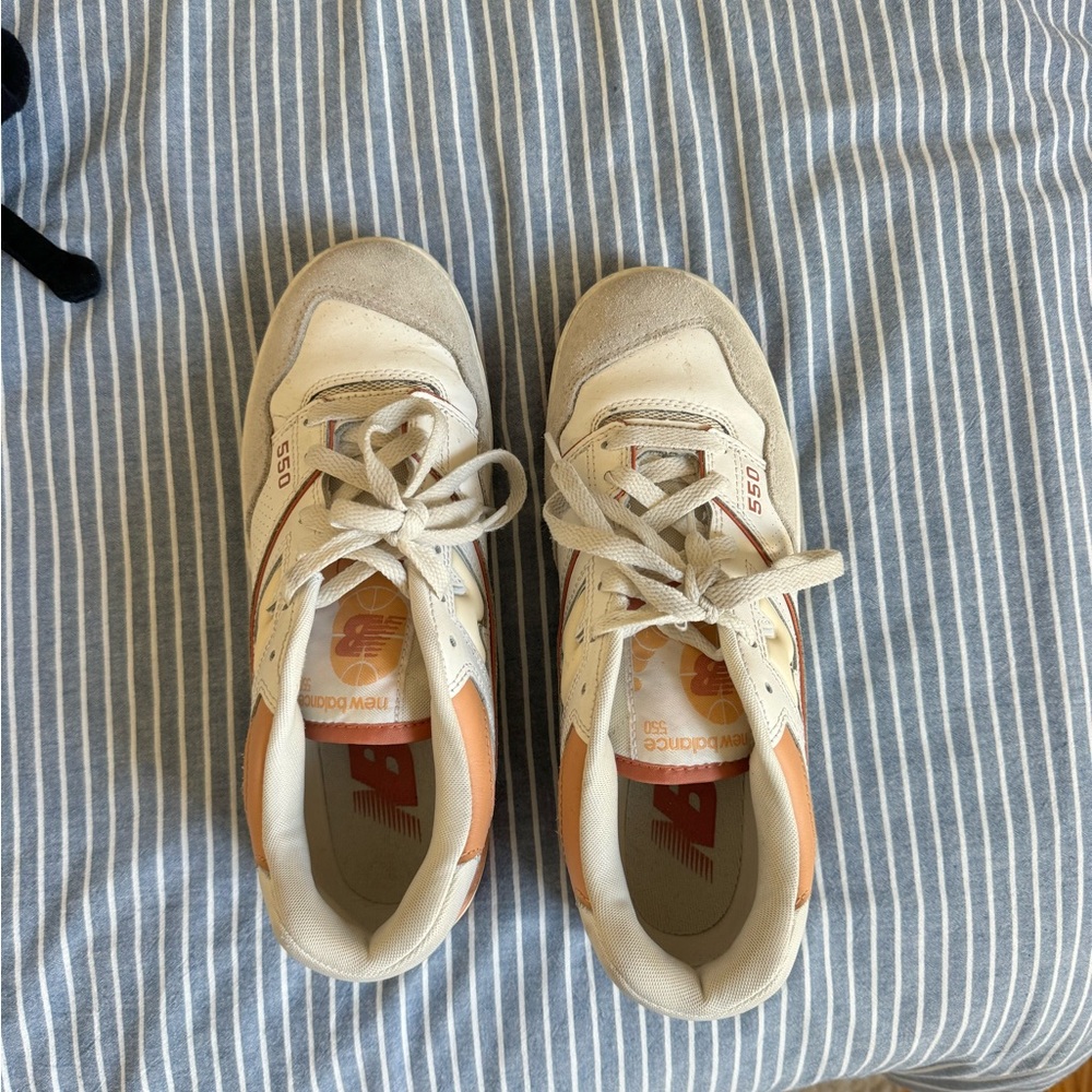 New Balance 550 Shoes in White and Tan